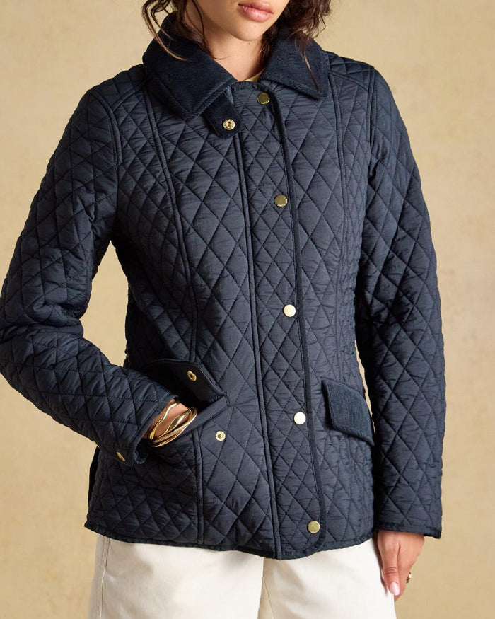 Navy coloured Joules Highclere Jacket on tan background #colour_navy