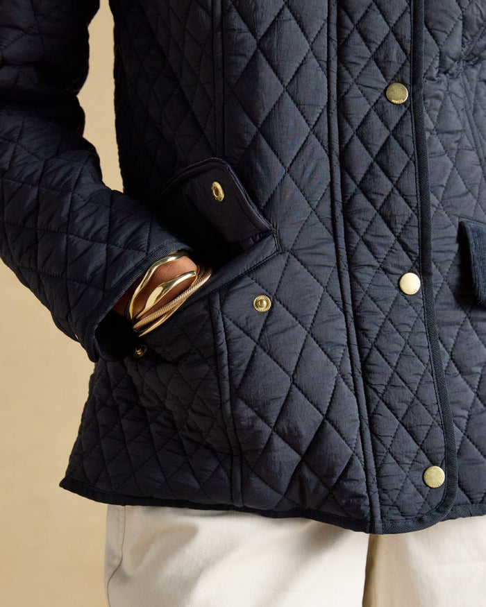 Navy coloured Joules Highclere Jacket on tan background #colour_navy