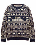 Navy Coloured Joules Mens Baa Humbug Intarsia Christmas Jumper on white background #colour_navy