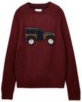 Burgundy Red Coloured Joules Mens Offroad Crew Neck Jumper on white background #colour_burgundy-red