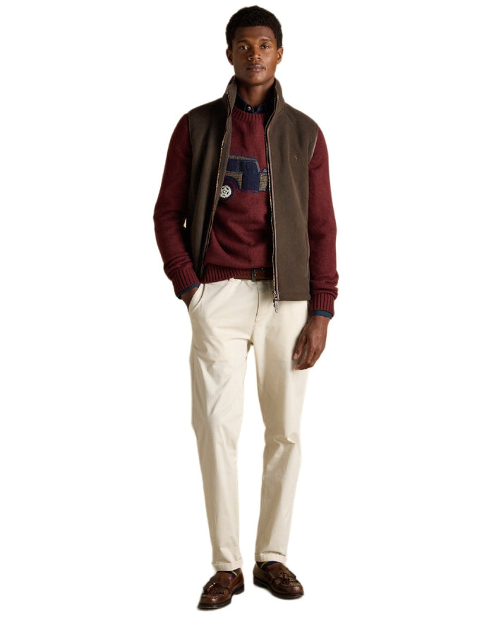 Burgundy Red Coloured Joules Mens Offroad Crew Neck Jumper on white background #colour_burgundy-red