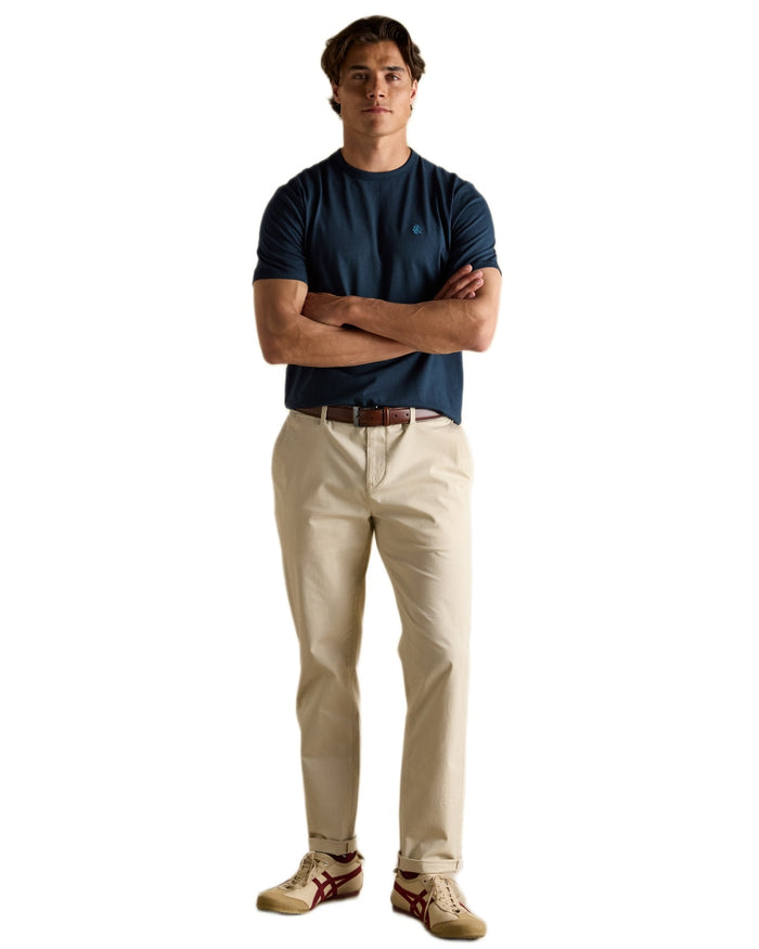 Navy coloured Joules Mens Rugby Club Crew Neck Cotton T-Shirt on white background #colour_navy