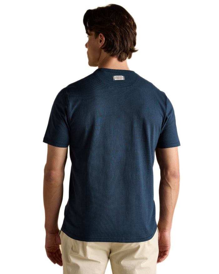 Navy coloured Joules Mens Rugby Club Crew Neck Cotton T-Shirt on white background #colour_navy