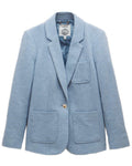 Blue Coloured Joules Womens Albury Cotton Blazer on white background #colour_blue