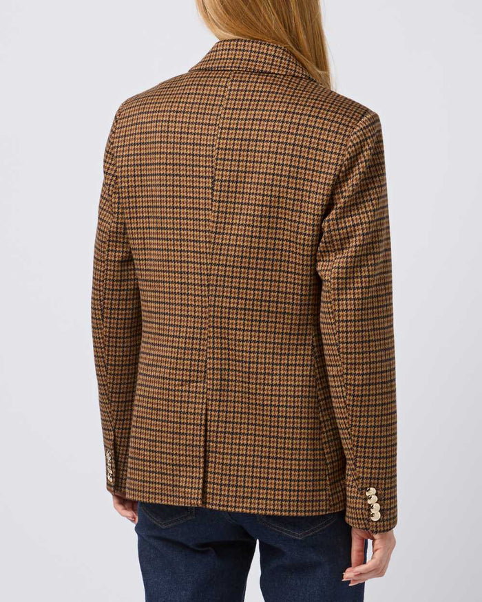 Check coloured Joules Womens Albury Cotton Blazer on plain background #colour_check