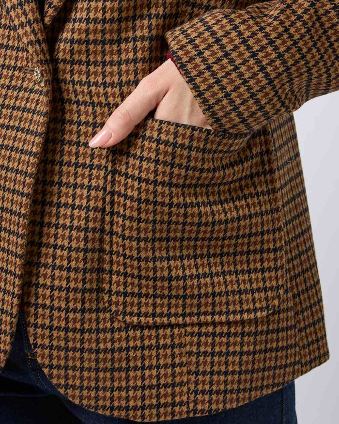 Check coloured Joules Womens Albury Cotton Blazer on plain background #colour_check