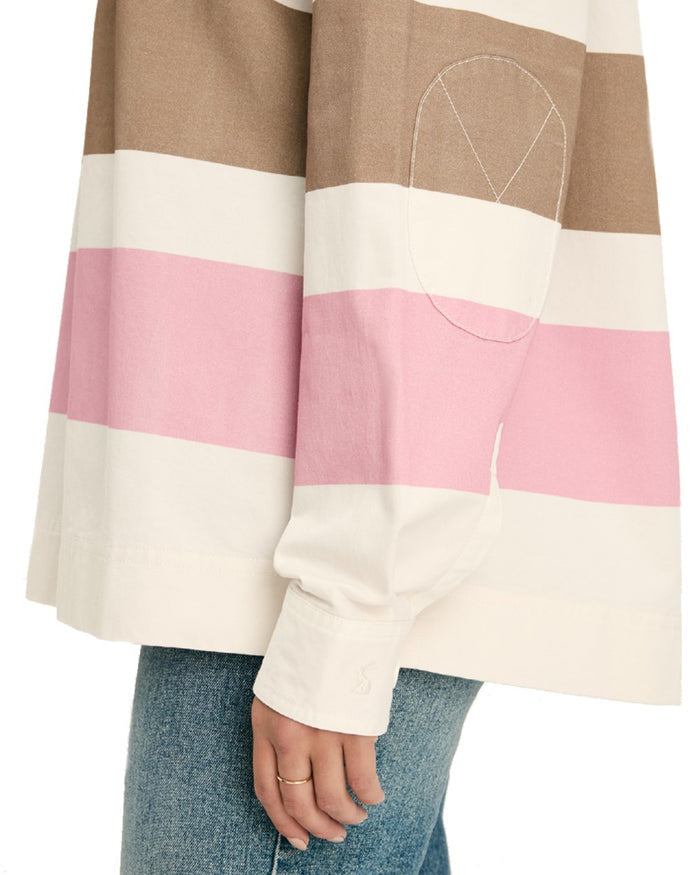 Tan Pink coloured Joules Womens Brinley Deck Shirt on White Background #colour_tan-pink
