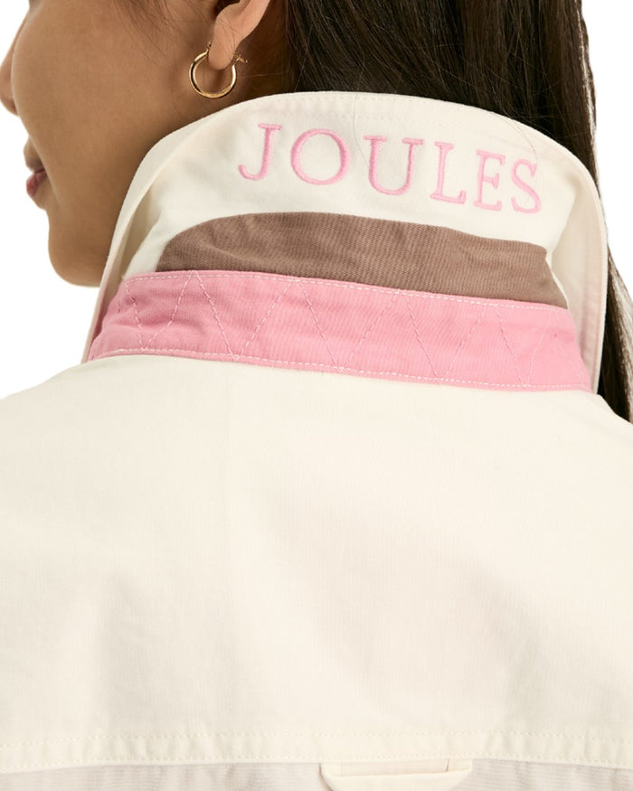 Tan Pink coloured Joules Womens Brinley Deck Shirt on White Background #colour_tan-pink
