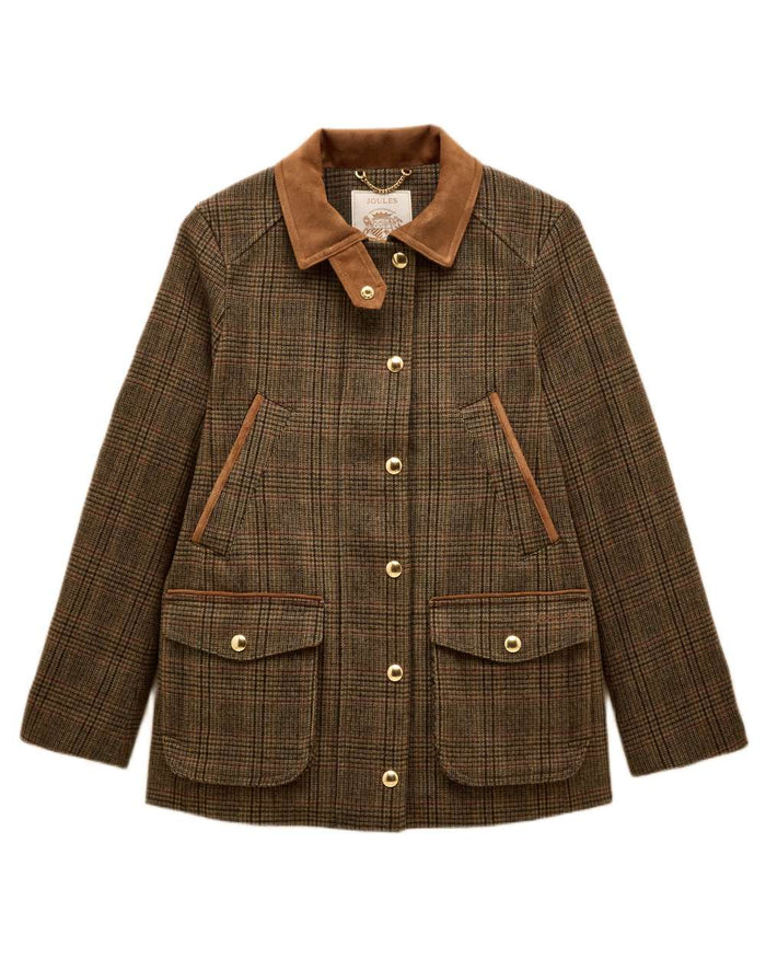 Roston Tweed coloured Joules Womens Contemporary Tweed Fieldcoat on white background #colour_roston-tweed
