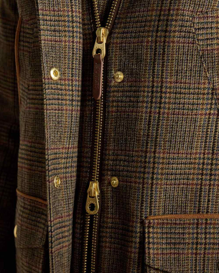 Roston Tweed coloured Joules Womens Contemporary Tweed Fieldcoat on wall background #colour_roston-tweed