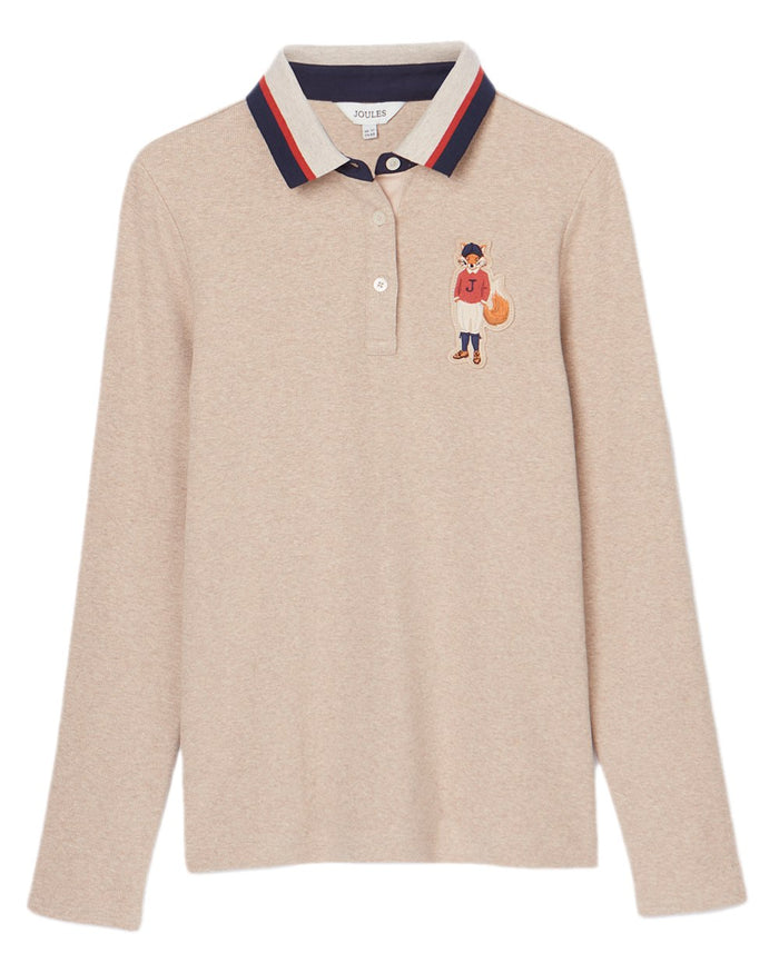 Neutral Coloured Joules Womens Fairfield Jonty Polo Shirts on white background #colour_neutral