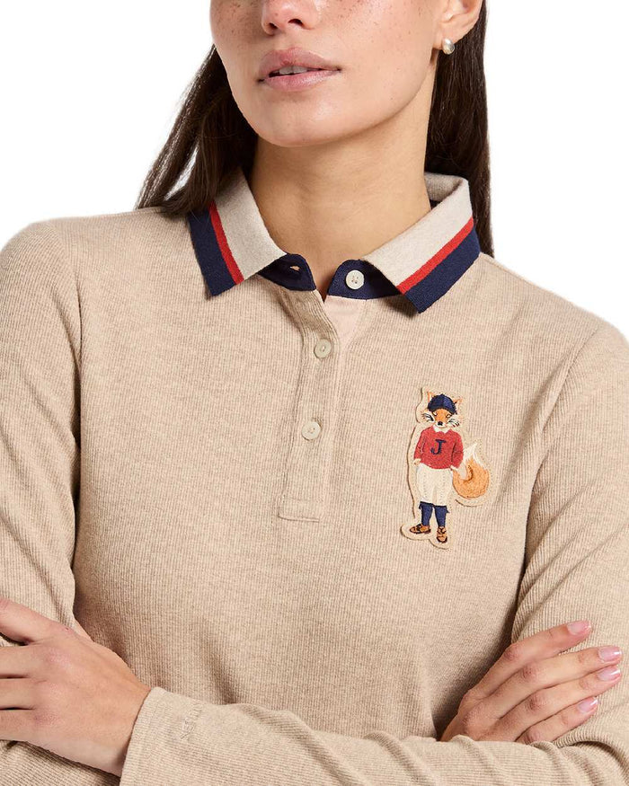 Neutral Coloured Joules Womens Fairfield Jonty Polo Shirts on white background #colour_neutral