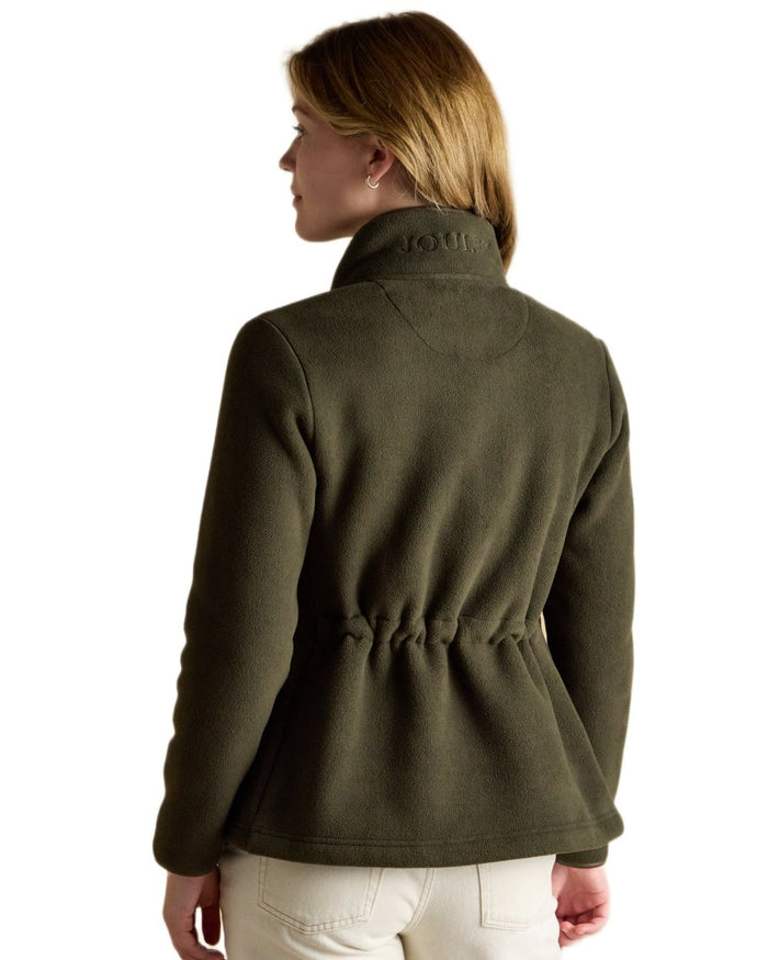 Green Coloured Joules Womens Heritage Full Zip Through Fleece on white background #colour_green