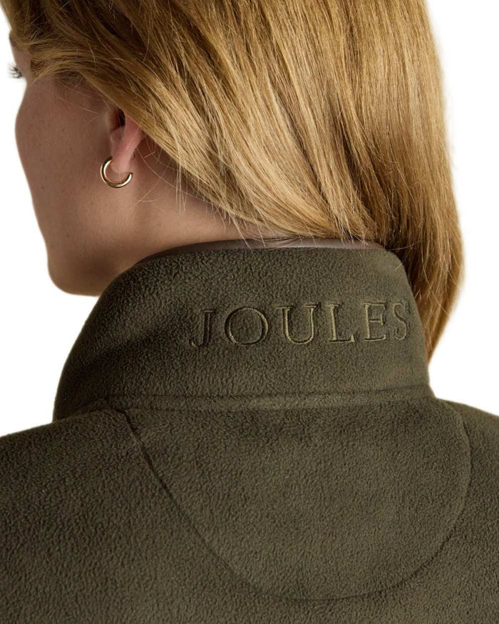 Green Coloured Joules Womens Heritage Full Zip Through Fleece on white background #colour_green