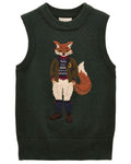 Green Coloured Joules Womens Jonty Intarsia Cotton Rich Knitted Vest on white background #colour_green