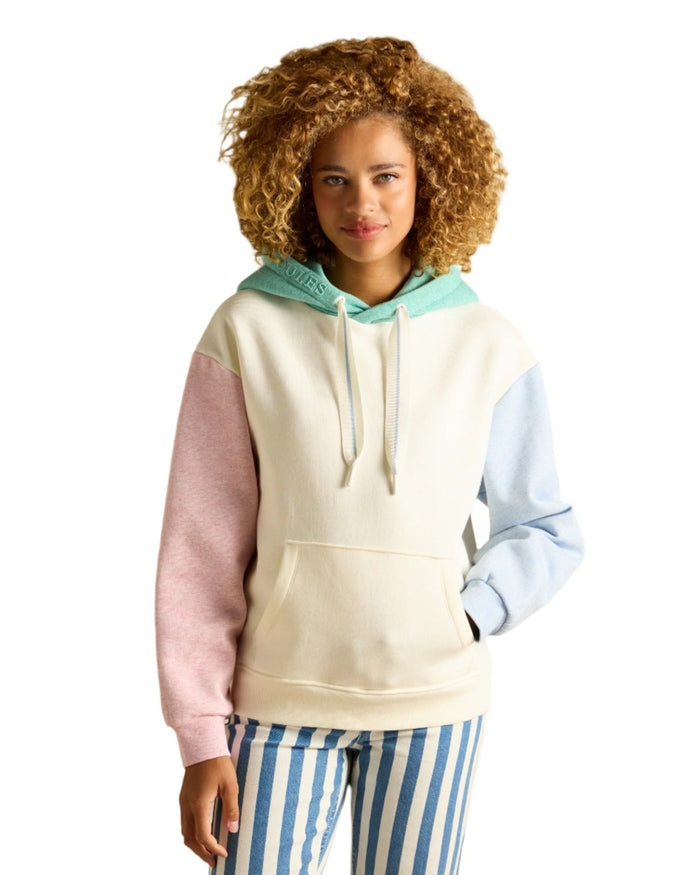 Colourblock coloured Joules Womens Milbourne Hoodie on white background #colour_colourblock