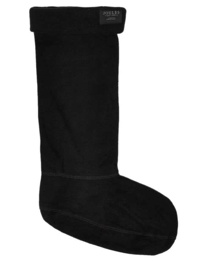 Black Coloured Joules Womens Pemberton Fleece Welly Socks on white background #colour_black
