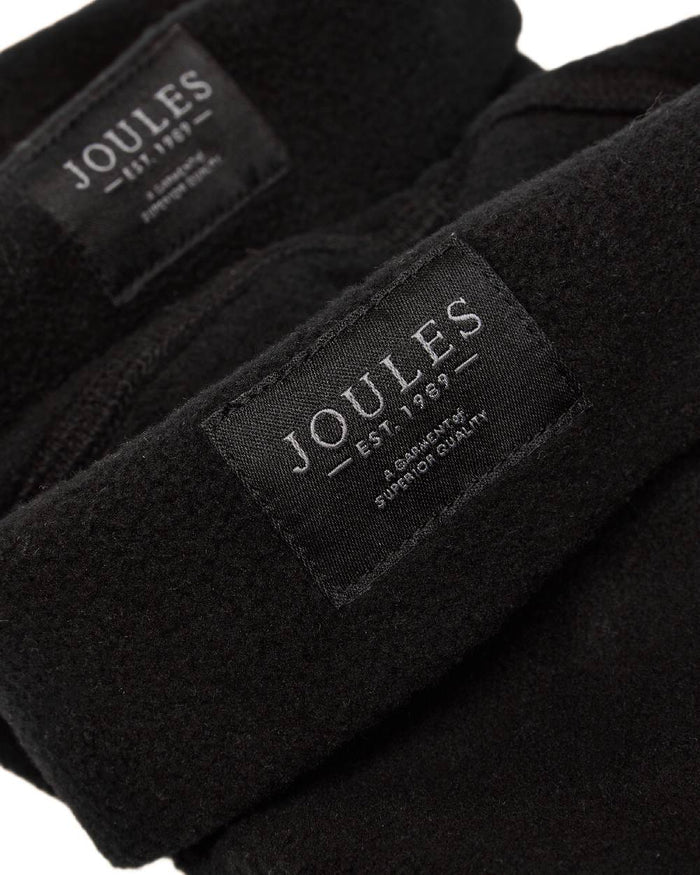 Black Coloured Joules Womens Pemberton Fleece Welly Socks on white background #colour_black