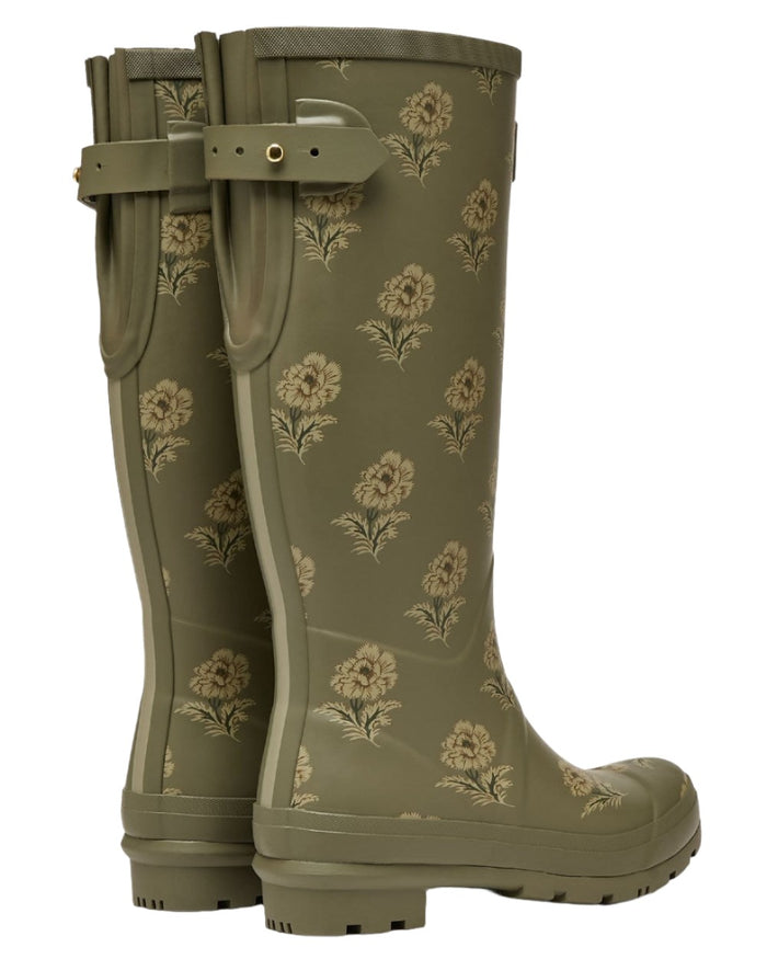 Green Floral Coloured Joules Printed Wellies On A White Background #colour_green-floral