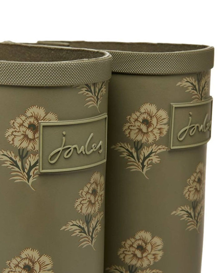 Green Floral Coloured Joules Printed Wellies On A White Background #colour_green-floral