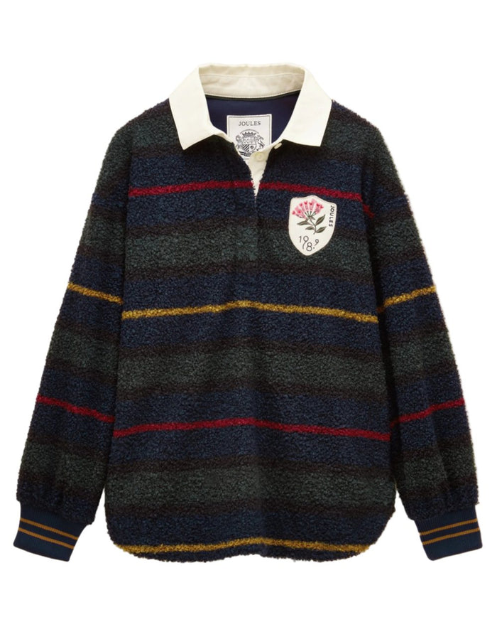 Navy Coloured Joules Womens Rugby Fleece Jacket on white background #colour_navy