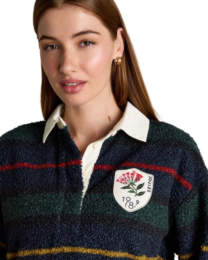 Navy Coloured Joules Womens Rugby Fleece Jacket on white background #colour_navy