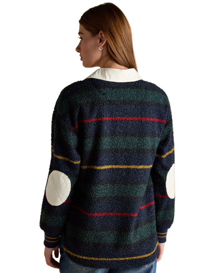 Navy Coloured Joules Womens Rugby Fleece Jacket on white background #colour_navy