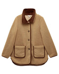 Neutral Coloured Joules Womens Button Through Sadie Longline Fleece on white background #colour_neutral