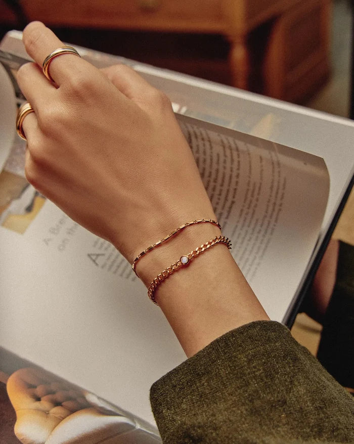 June Birthstone Chain Bracelet | 18ct Gold Plated Vermeil/Rainbow Moonstone Bracelets Missoma