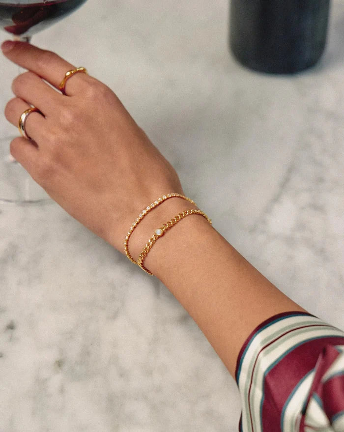June Birthstone Chain Bracelet | 18ct Gold Plated Vermeil/Rainbow Moonstone Bracelets Missoma