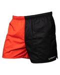 Black Red coloured Kaiwaka Mens Shorts on white background #colour_black-red