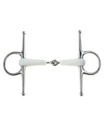 Ivory coloured Korsteel Flexi Jointed Full Cheek Snaffle Bit on white background #colour_ivory