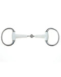 Ivory coloured Korsteel Flexi Mouth Jointed Eggbutt Snaffle Bit on white background #colour_ivory