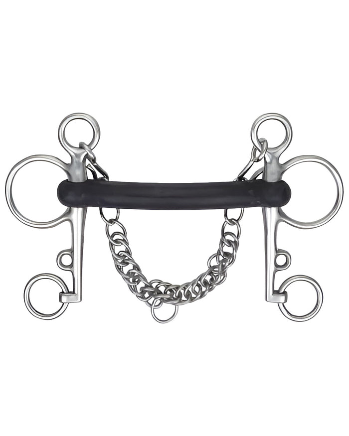 Korsteel Hard Rubber Mullen Mouth Pelham Bit on white background