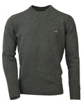 Loden coloured Laksen Kensington O-Neck Lambswool Sweater on white background #colour_loden