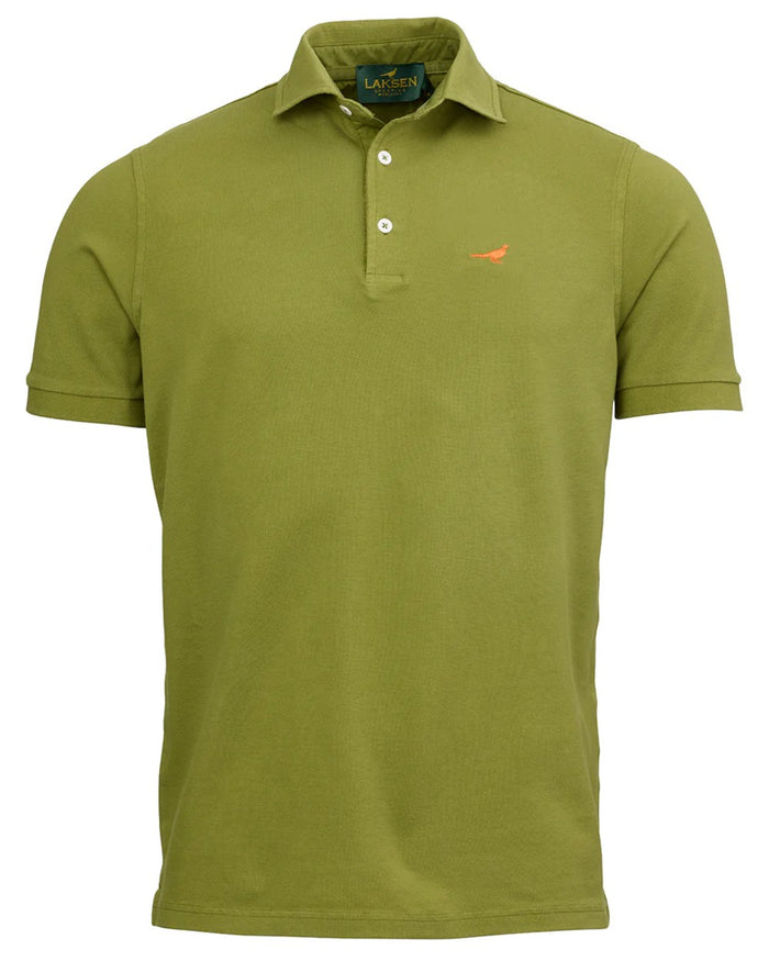 Olive coloured Laksen Mens Amalfi Polo T-Shirt on white background #colour_olive