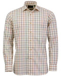 Olive Burnt Orange Bordeaux Corn Blue Coloured Laksen Mens Dawson Sporting Stretch Shirt on white background #colour_olive-burnt-orange-bordeaux-corn-blue