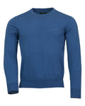 Indigo Coloured Laksen Mens Hardwick O-neck Sweater on white background #colour_indigo