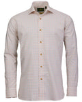 Burnt Orange Rum Coloured Laksen Mens Harvey Cotton Wool Shirt on white background #colour_burnt-orange-rum