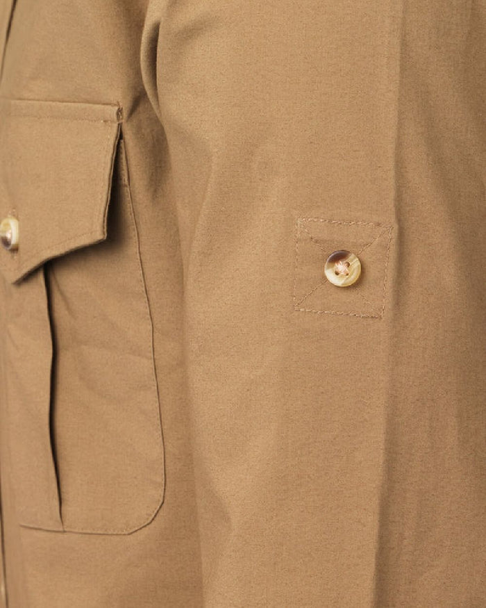 Desert Sand Coloured Laksen Mens Nairobi Shirt on white background #colour_desert-sand