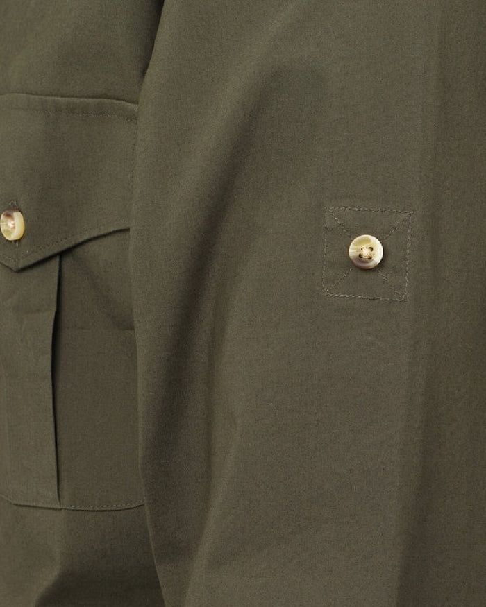 Olive Green Coloured Laksen Mens Nairobi Shirt on white background #colour_olive-green