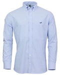 Light Blue coloured Laksen Mens Oxford Stretch Shirt on white background #colour_light-blue