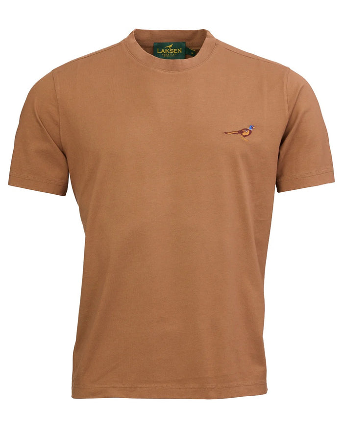 Camel coloured Laksen Mens Pheasant Cotton T-Shirt on white background #colour_camel