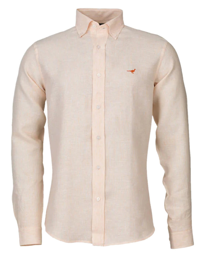 Orange Coloured Laksen Mens Portofino Hear Shirt on white background #colour_orange