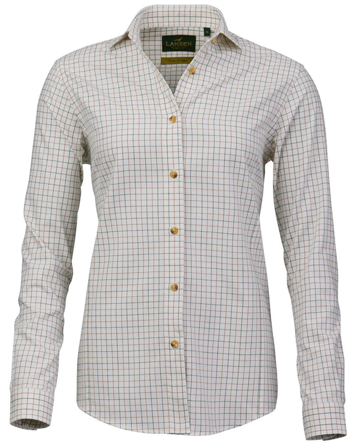 Olive Rum Coloured Laksen Womens Iris Cotton Wool Shirt on white background #colour_olive-rum