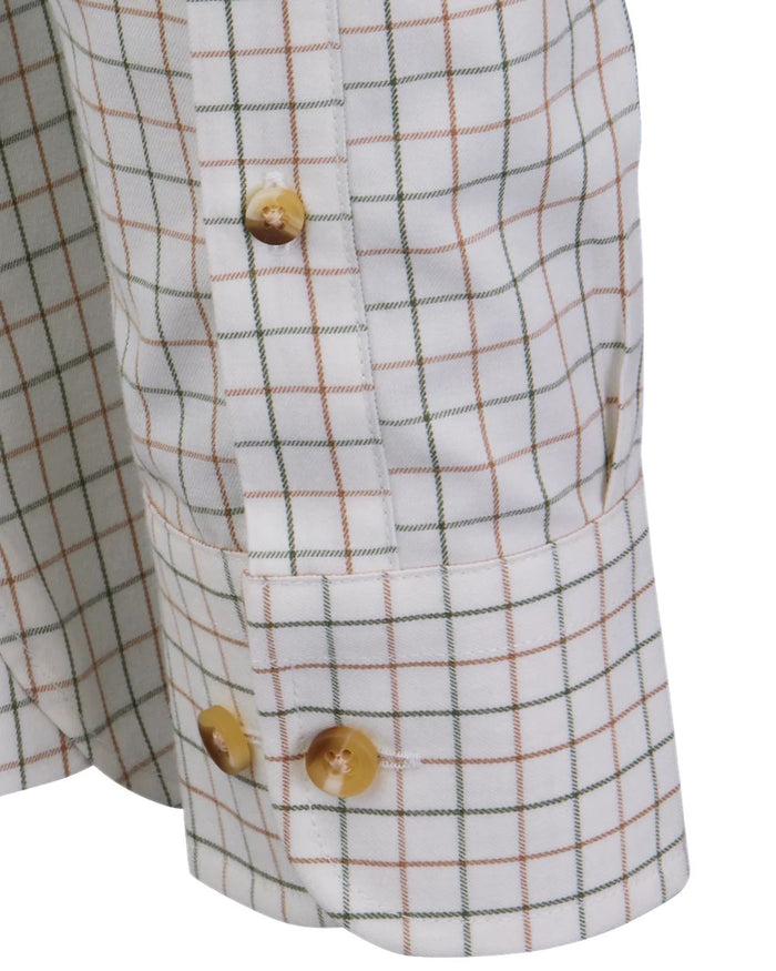 Olive Rum Coloured Laksen Womens Iris Cotton Wool Shirt on white background #colour_olive-rum