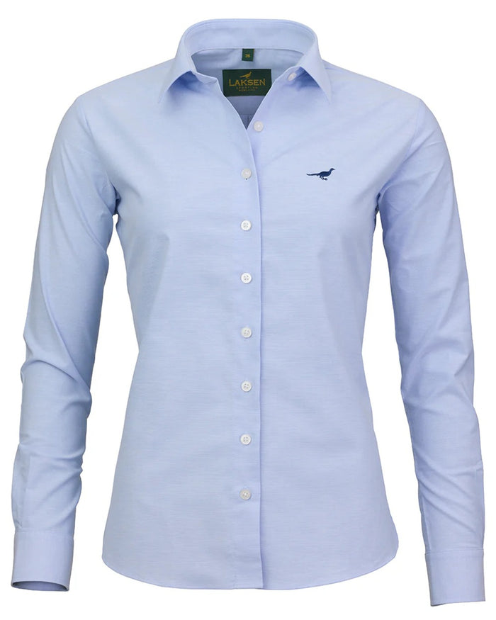 Light Blue coloured Laksen Womens Oxford Stretch Shirt on white coloured #colour_light-blue
