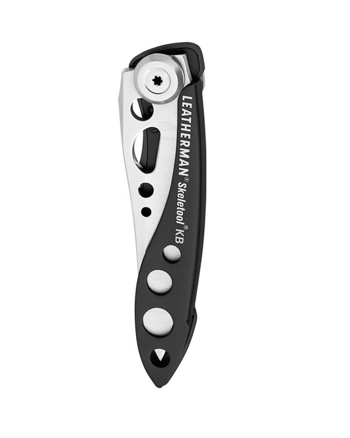 Black Stainless coloured Leatherman Skeletool KB Knife on white background #colour_black-stainless