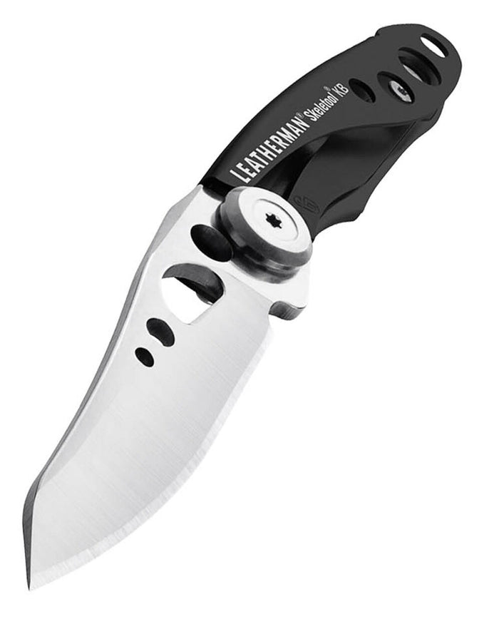 Black Stainless coloured Leatherman Skeletool KB Knife on white background #colour_black-stainless