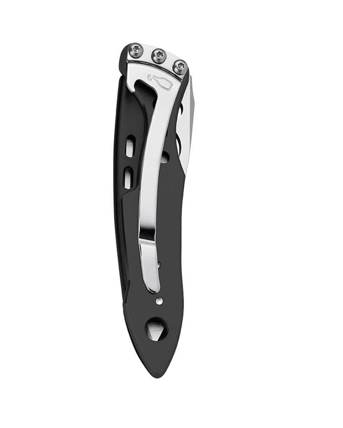 Black Stainless coloured Leatherman Skeletool KB Knife on white background #colour_black-stainless